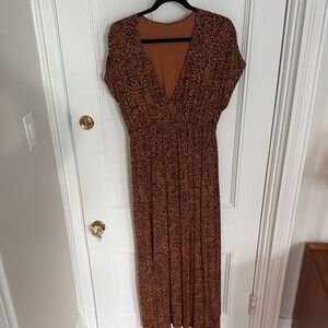 Amazon Essentials Brown Patterned Maxi Dress